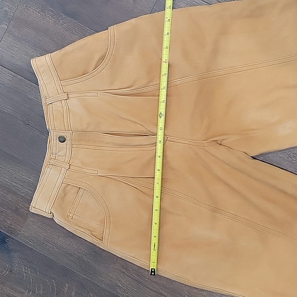 Vintage 80s 90s high waist tapered  camel leather  pants. Size 6 - Picture 7 of 13